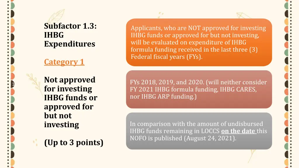 subfactor 1 3 ihbg expenditures