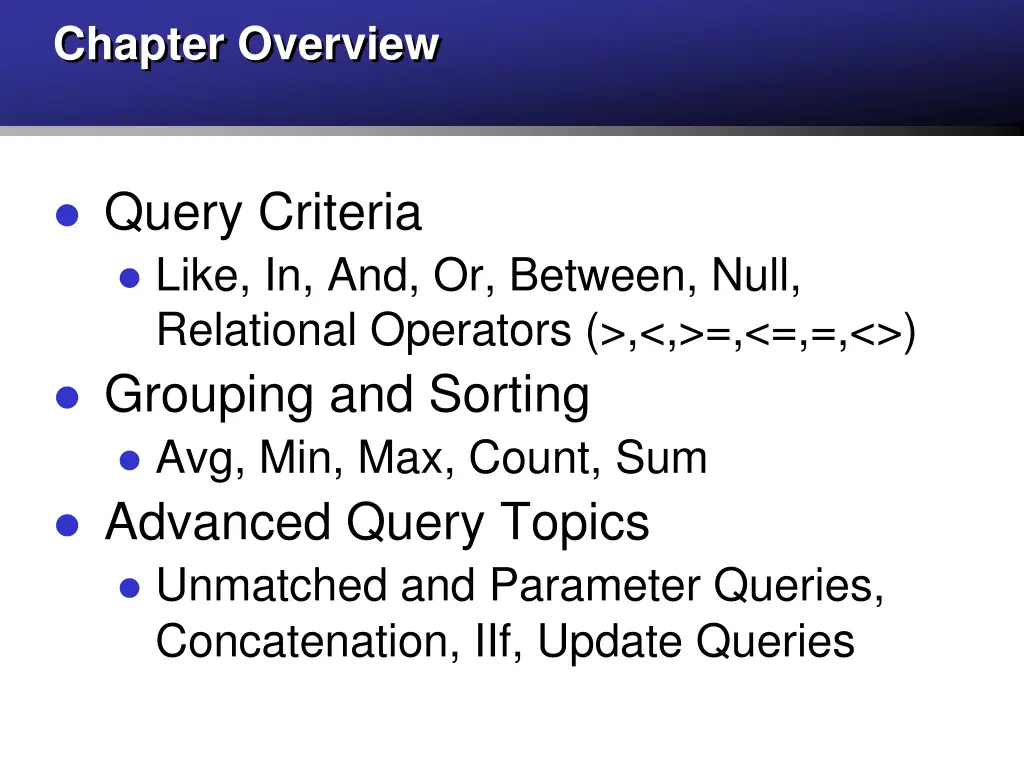 chapter overview