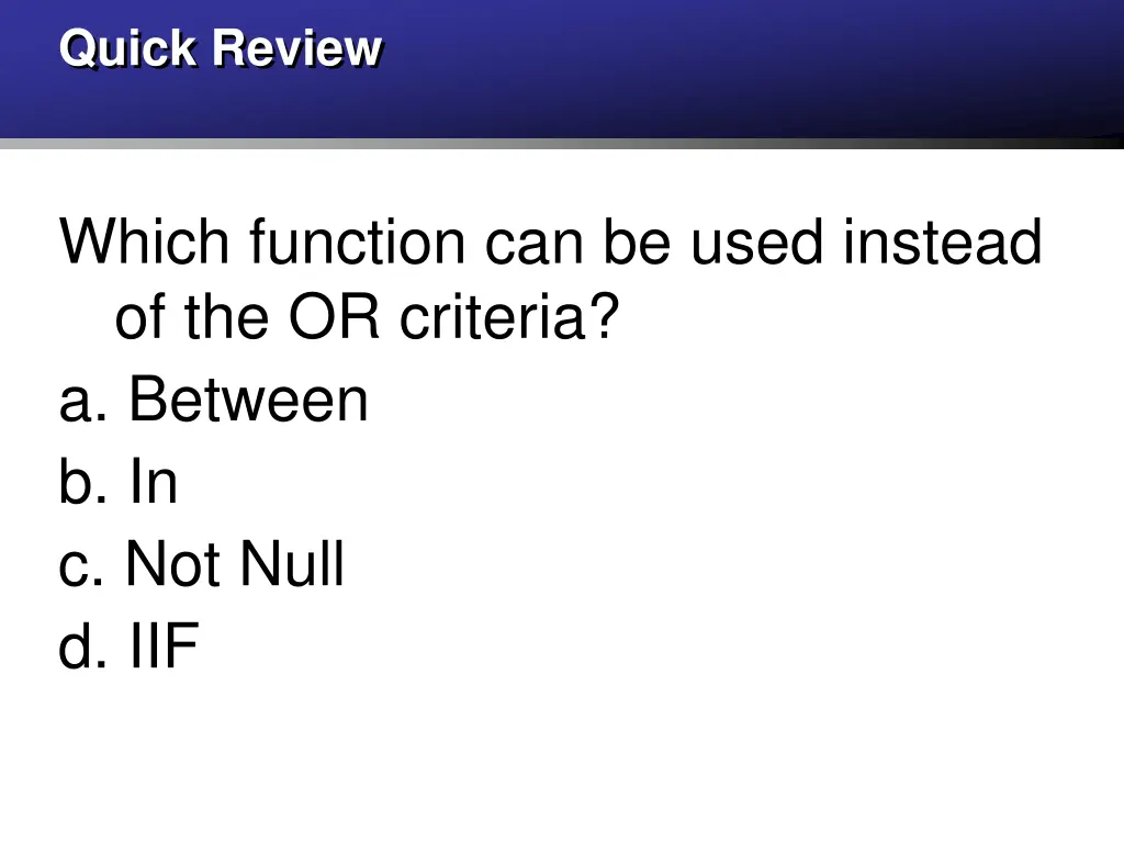 quick review 2
