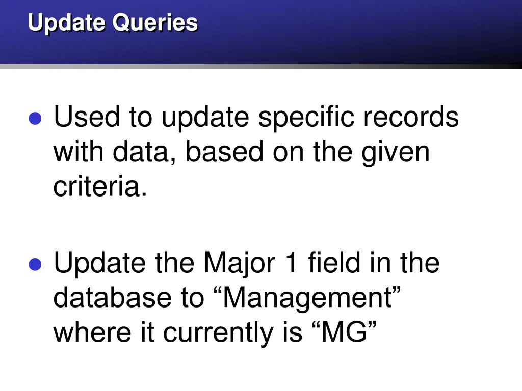 update queries