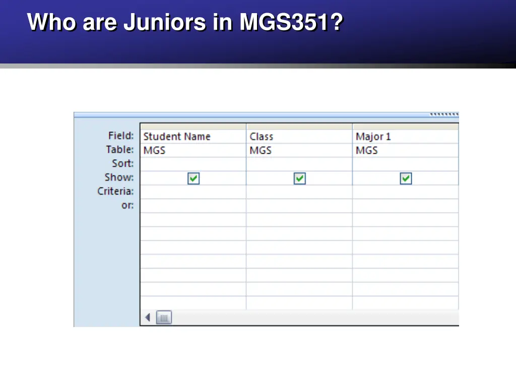 who are juniors in mgs351