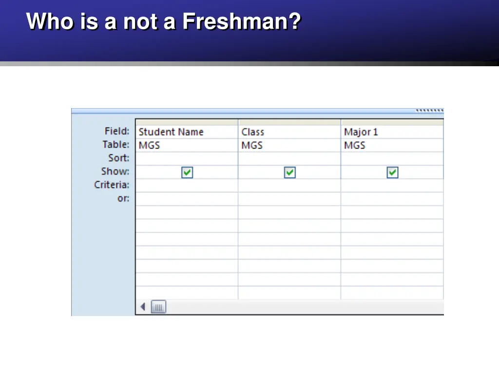 who is a not a freshman