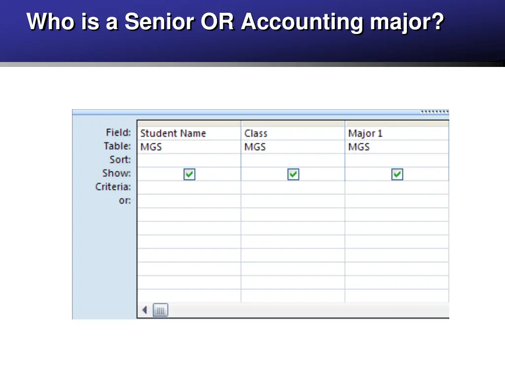 who is a senior or accounting major