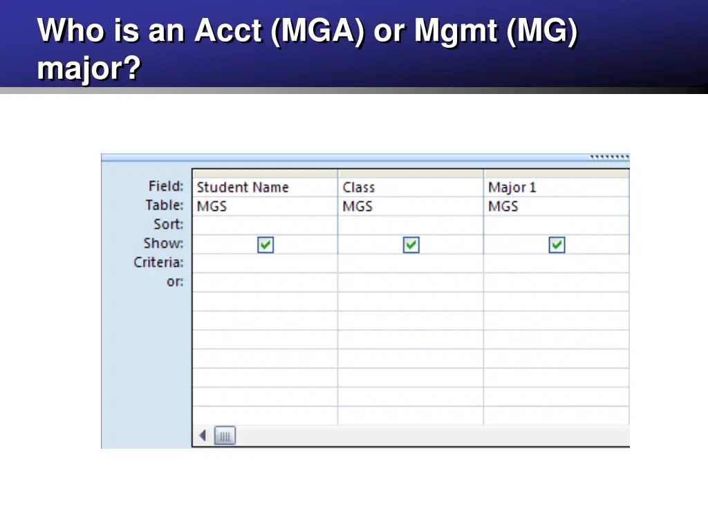 who is an acct mga or mgmt mg major 1