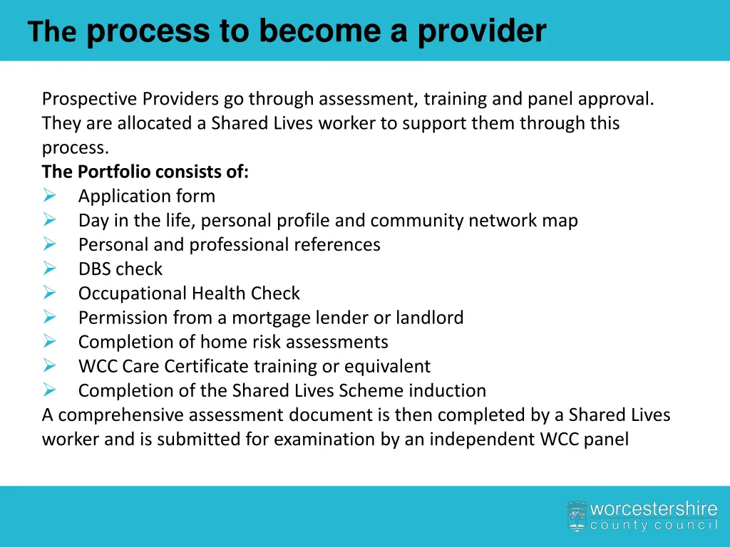 the process to become a provider