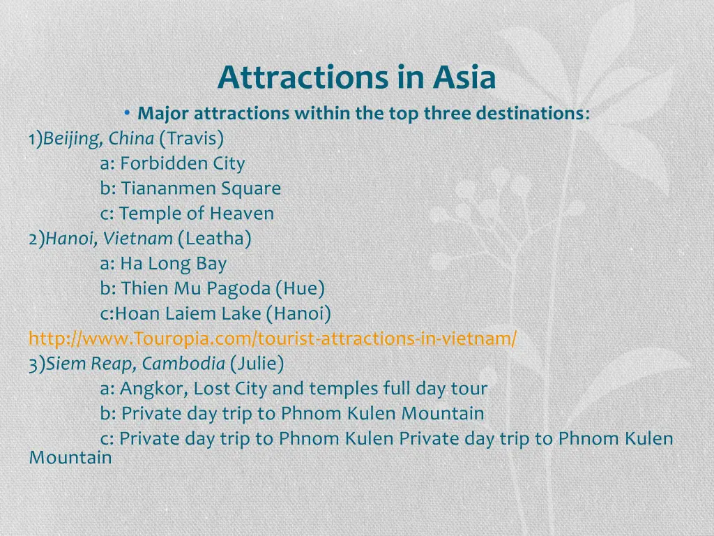 attractions in asia major attractions within
