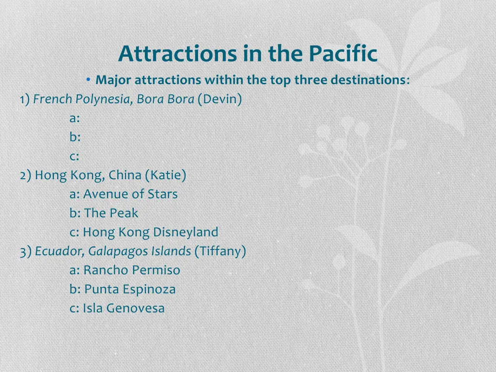 attractions in the pacific major attractions