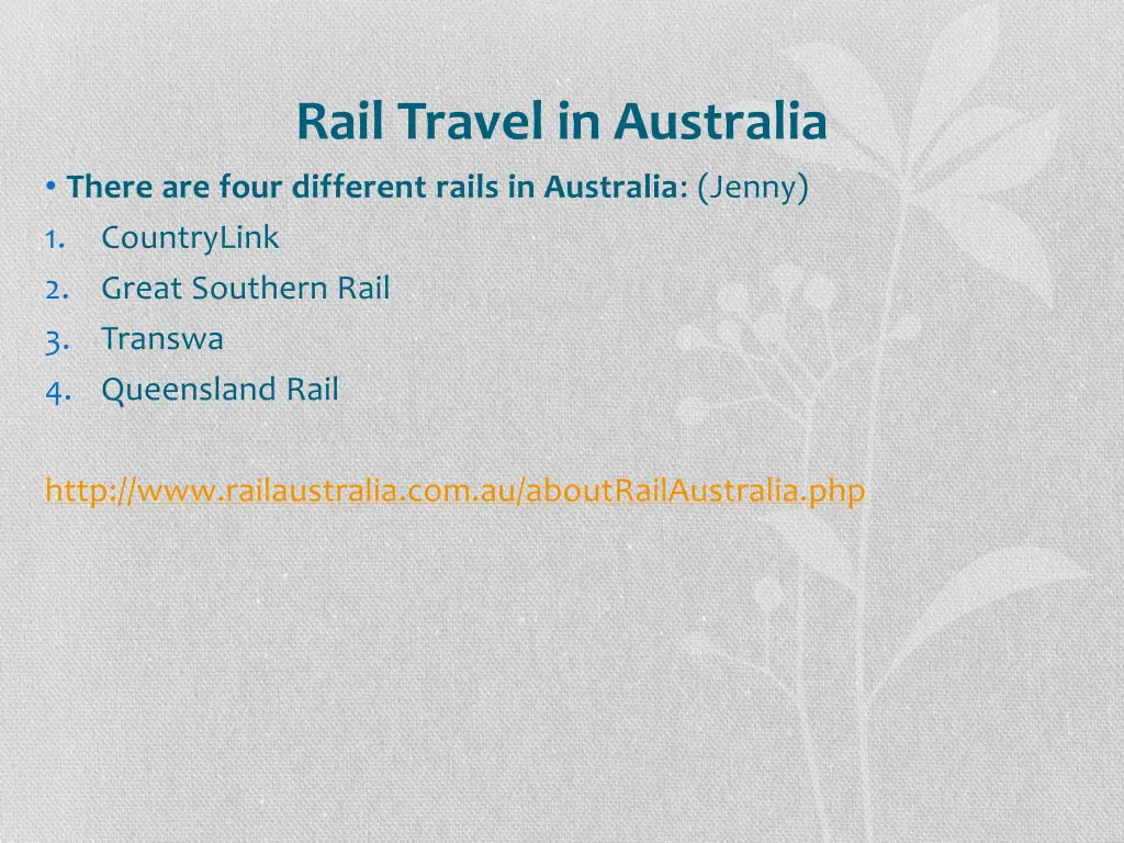 rail travel in australia there are four different