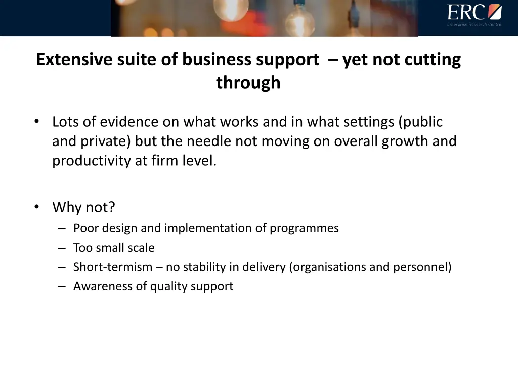 extensive suite of business support