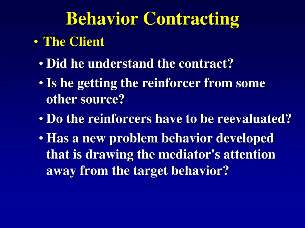 behavior contracting the client