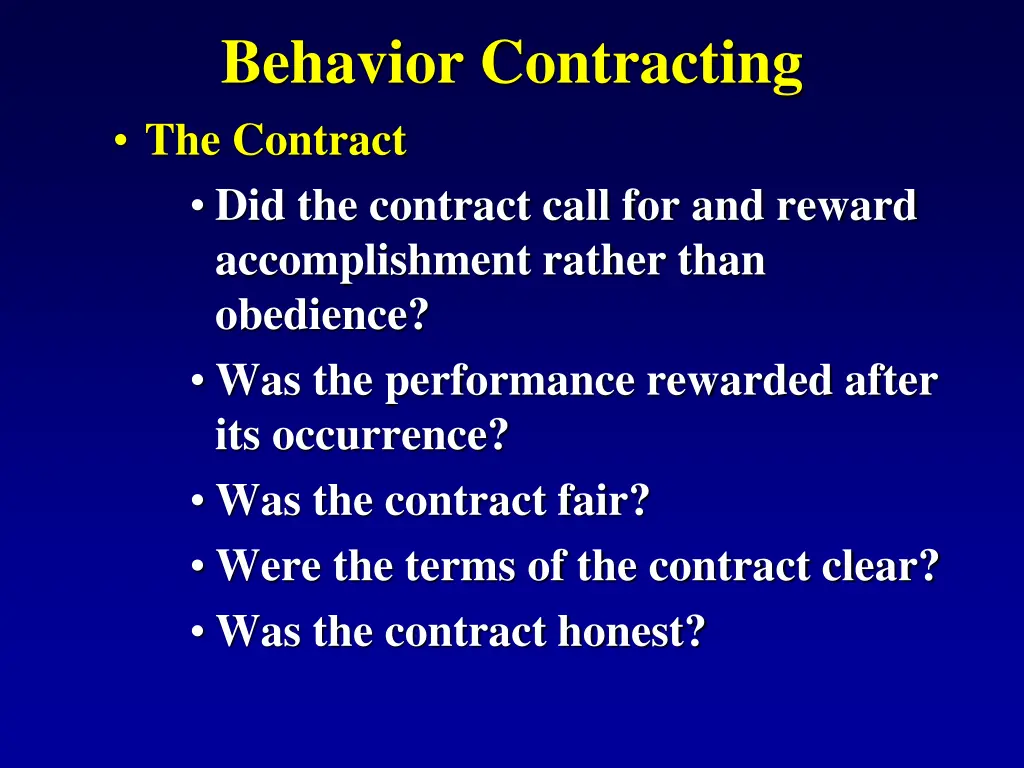 behavior contracting the contract
