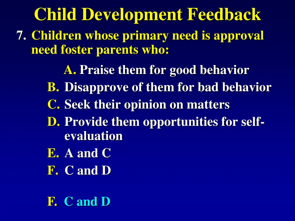 child development feedback 7 children whose