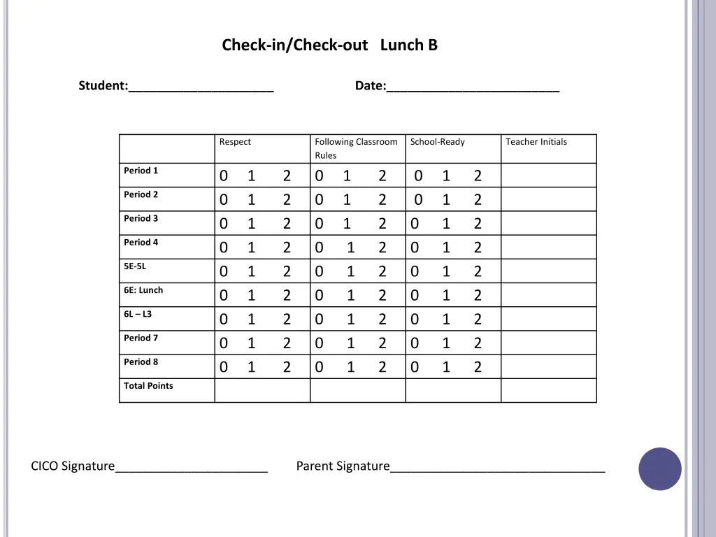 check in check out lunch b