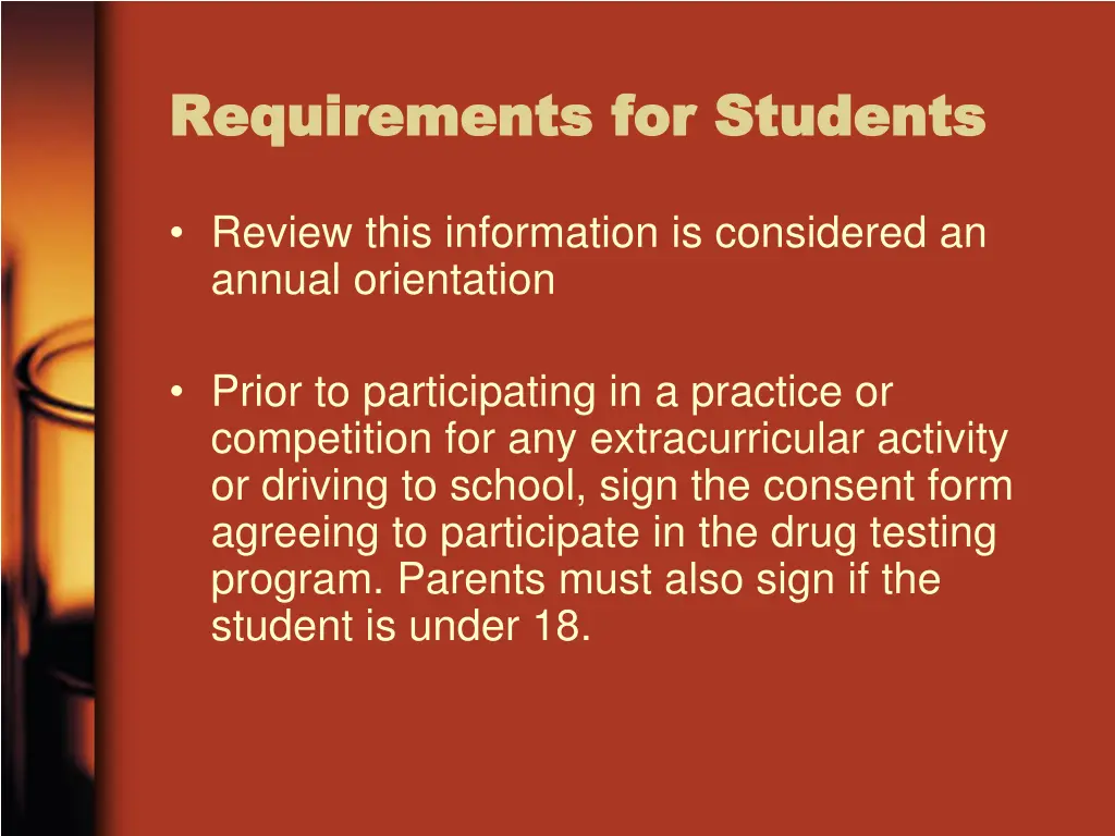 requirements for students requirements