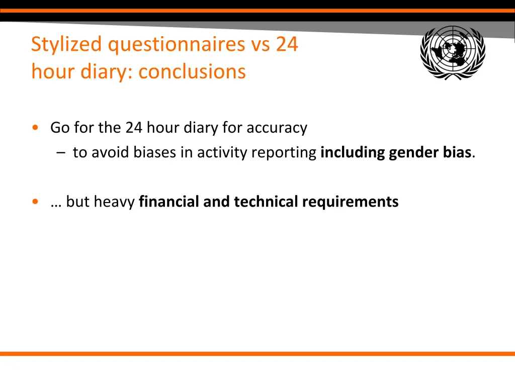 stylized questionnaires vs 24 hour diary