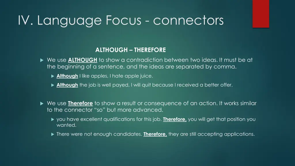 iv language focus connectors 1