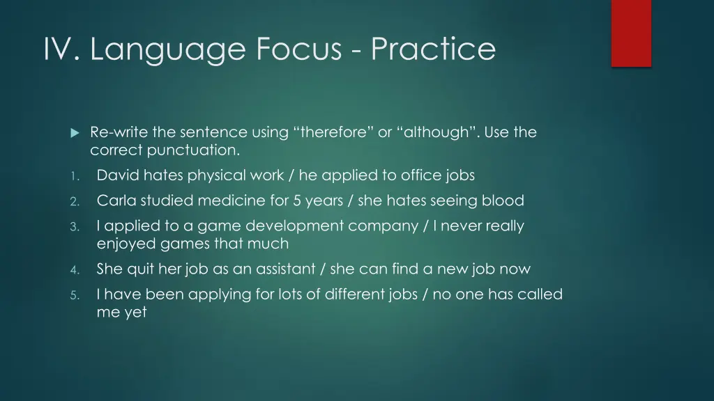 iv language focus practice 1