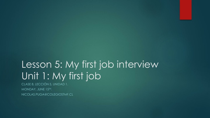 lesson 5 my first job interview unit 1 my first