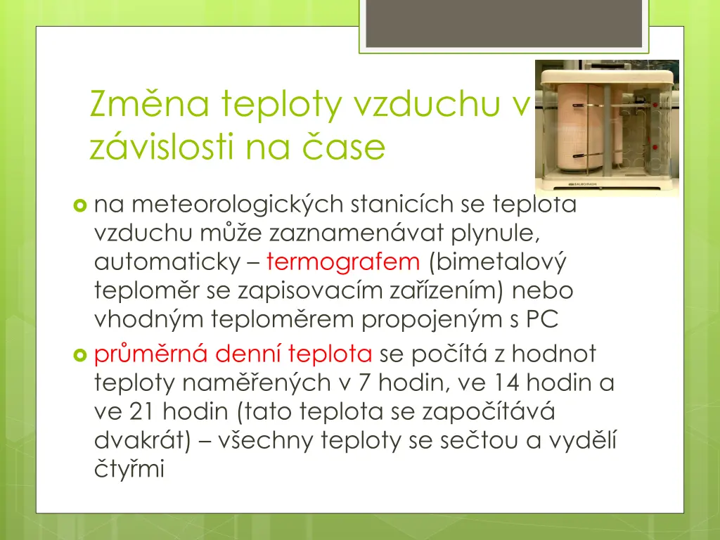 zm na teploty vzduchu v z vislosti na ase