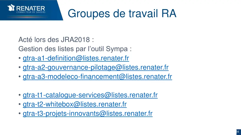 groupes de travail ra