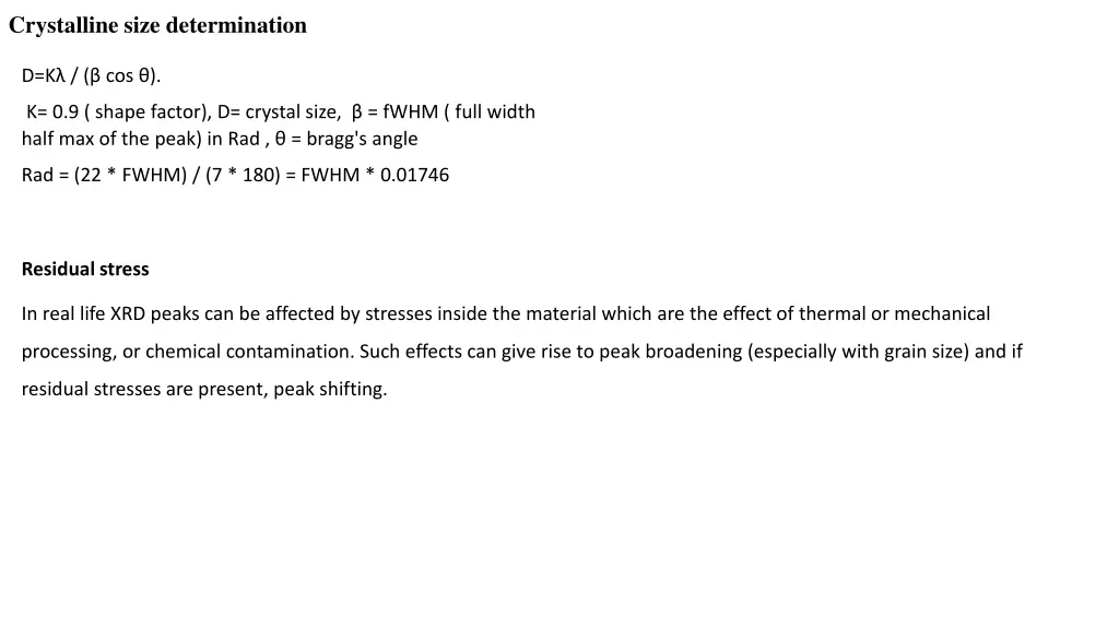 crystalline size determination
