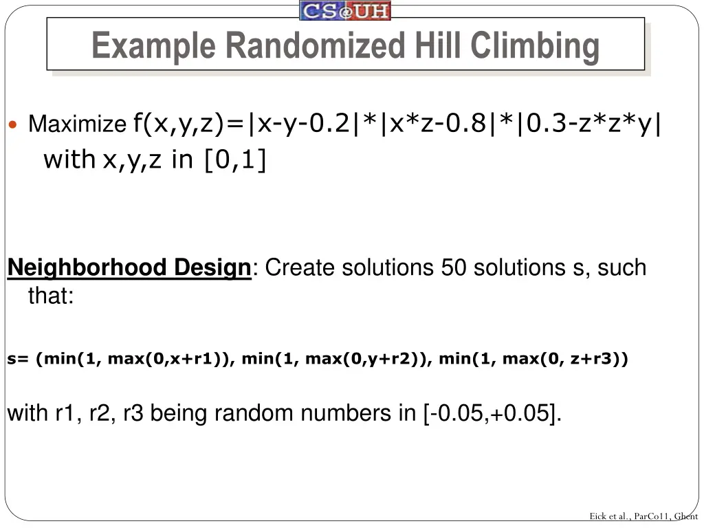 example randomized hill climbing