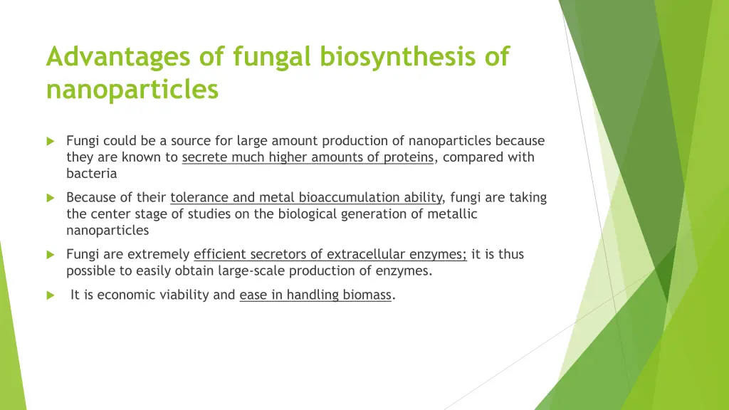 advantages of fungal biosynthesis of nanoparticles