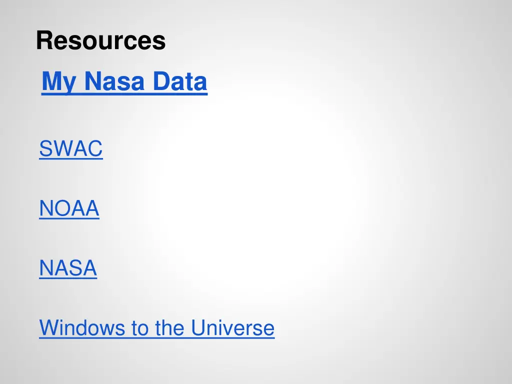 resources my nasa data