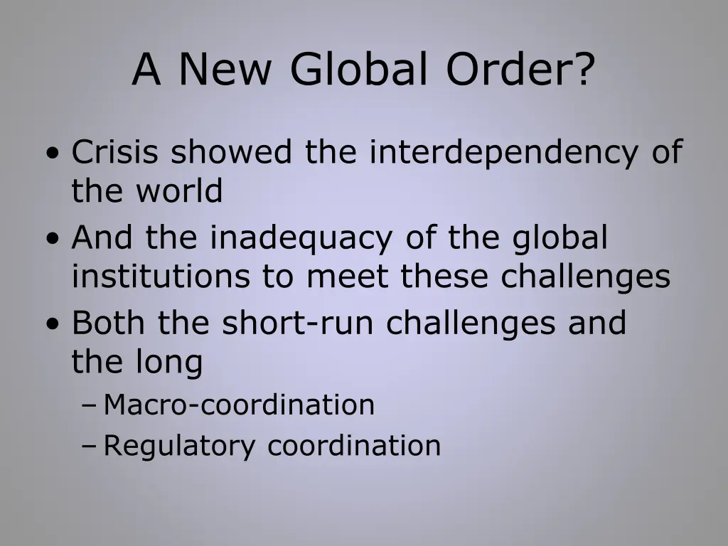 a new global order