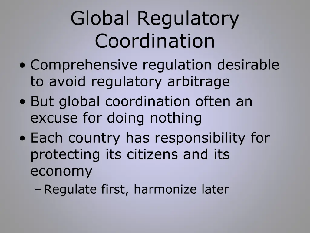 global regulatory coordination comprehensive