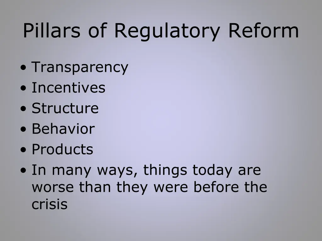pillars of regulatory reform