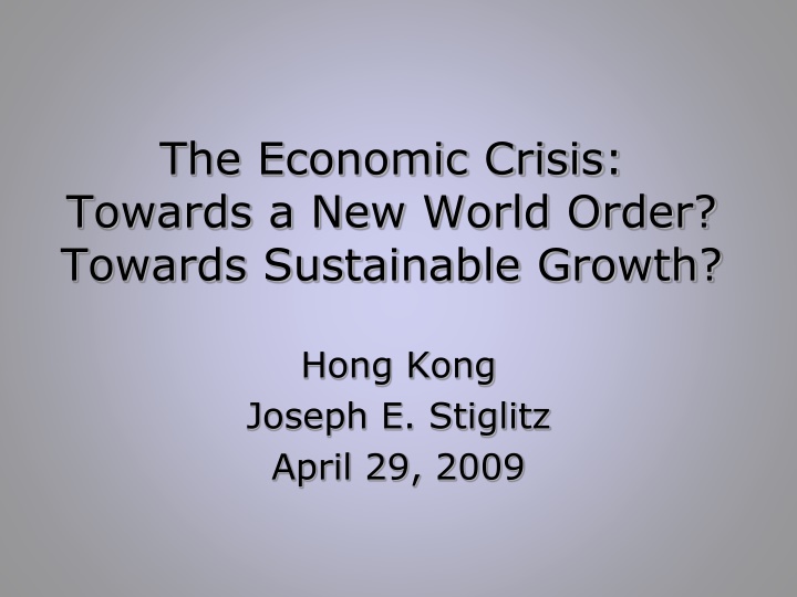 the economic crisis towards a new world order