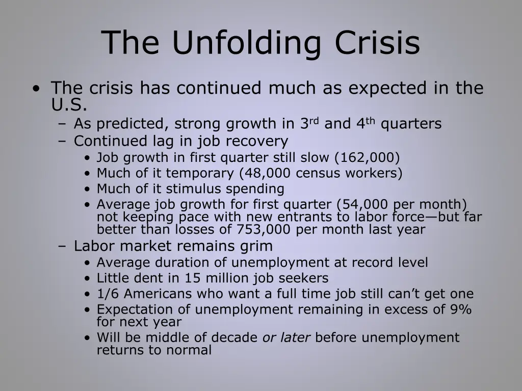 the unfolding crisis