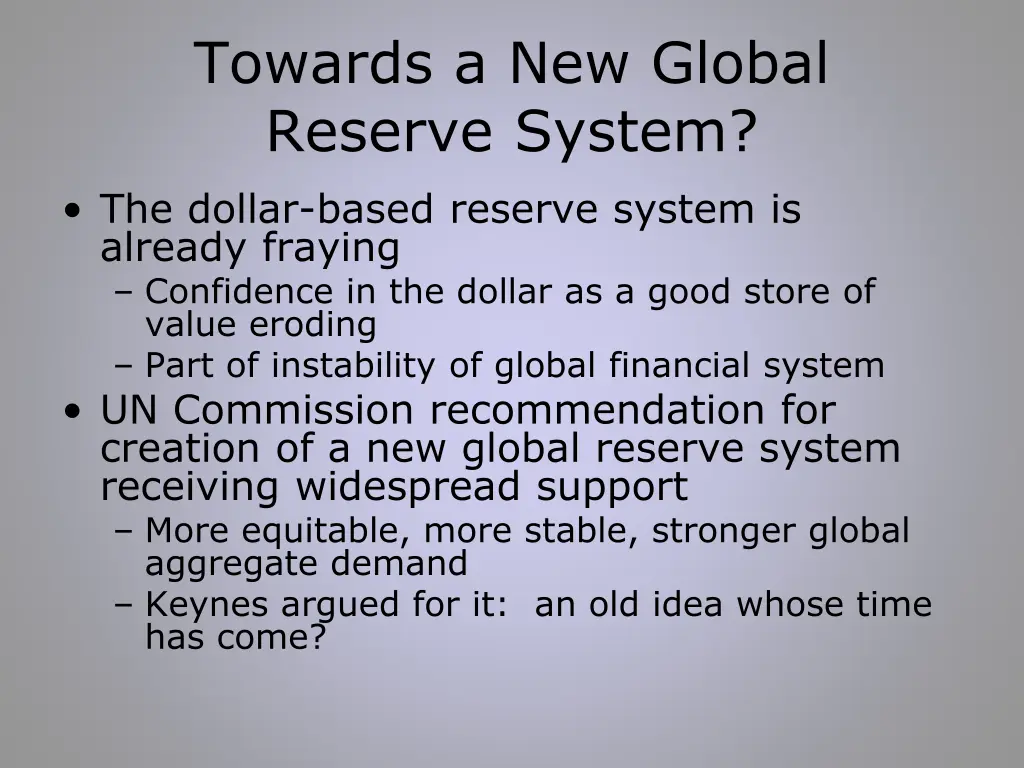 towards a new global reserve system the dollar