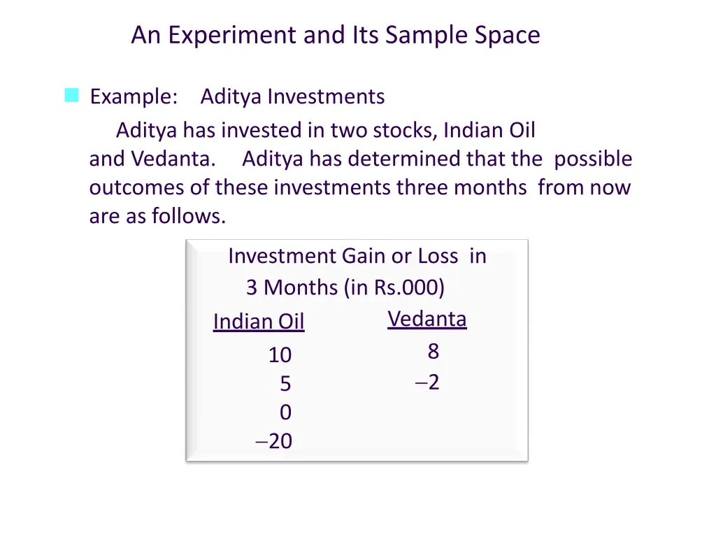 an experiment and its sample space 2