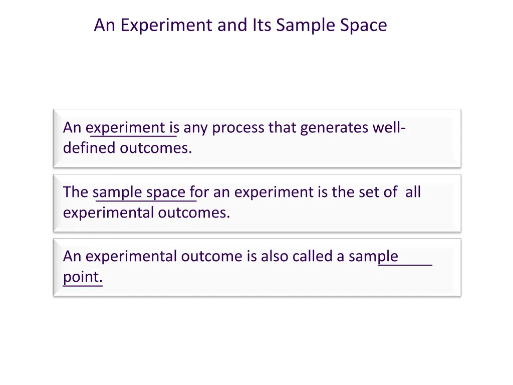 an experiment and its sample space