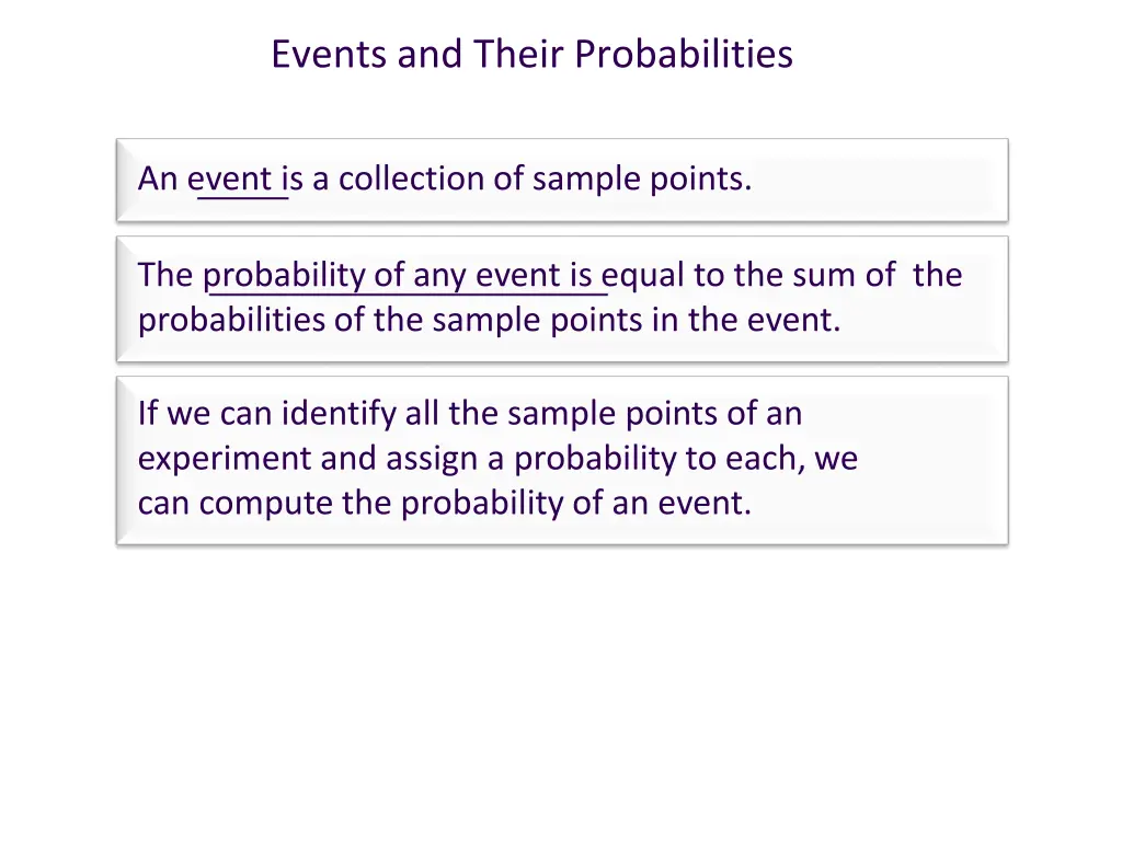 events and their probabilities