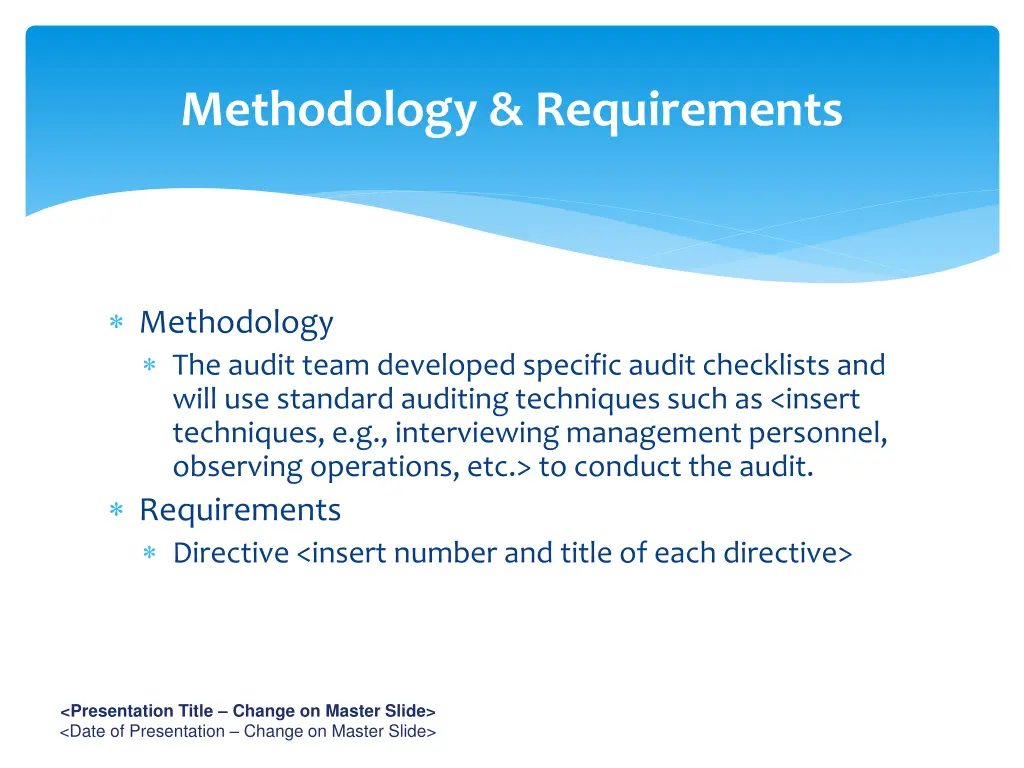methodology requirements