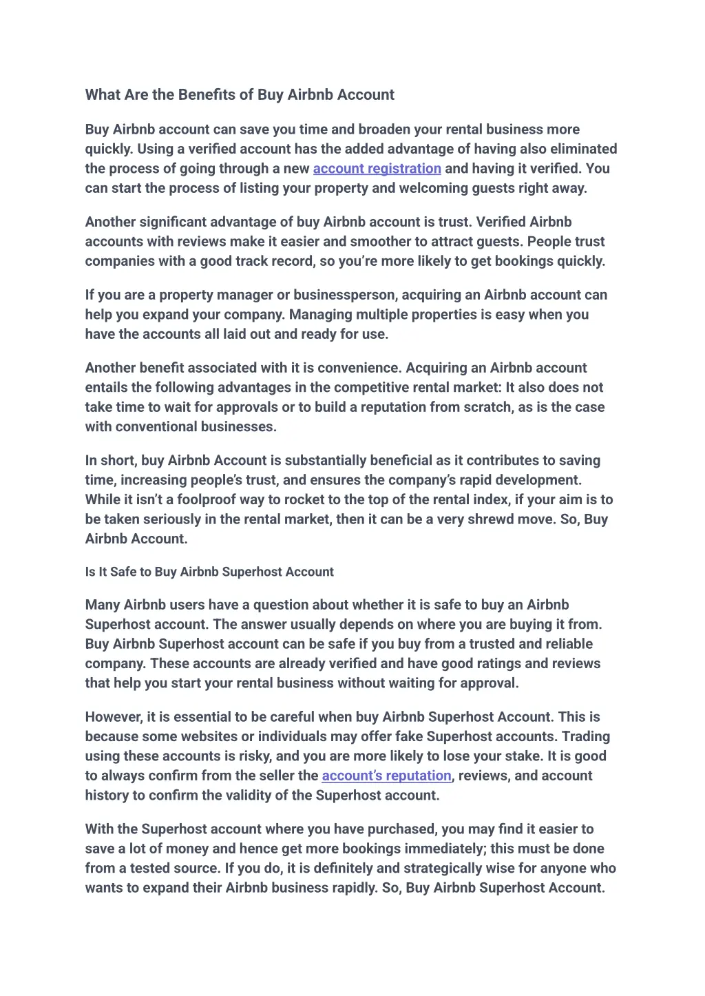 what are the benefits of buy airbnb account