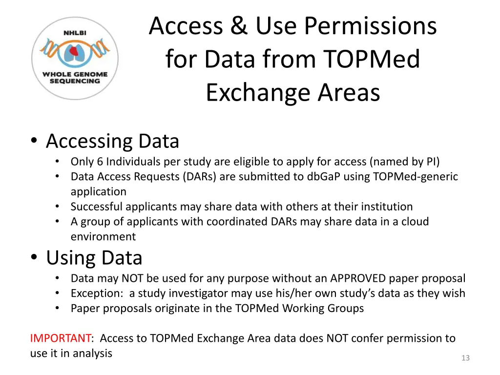 access use permissions for data from topmed