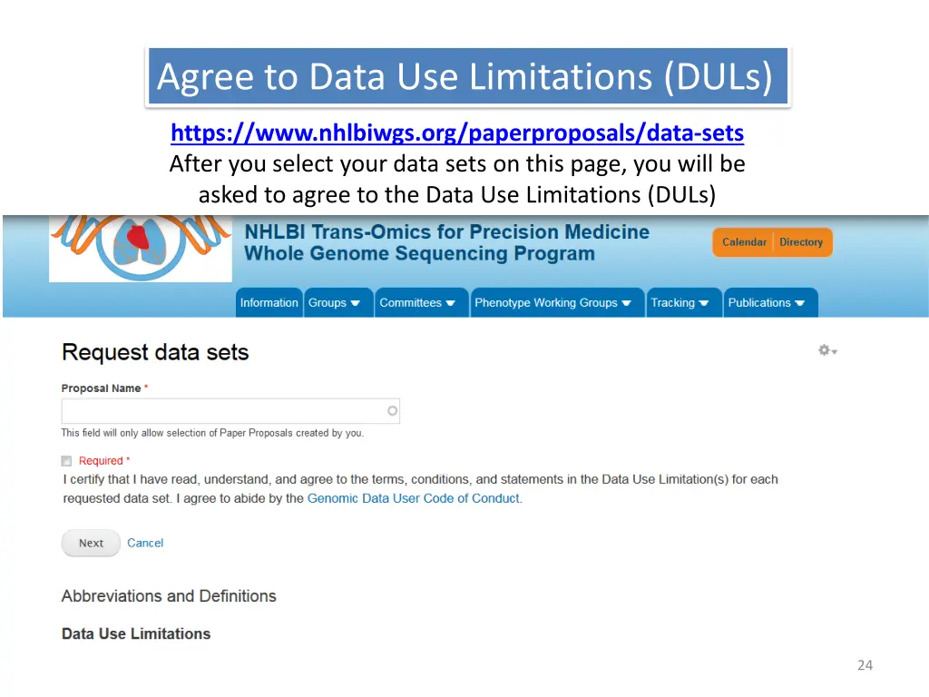 agree to data use limitations duls