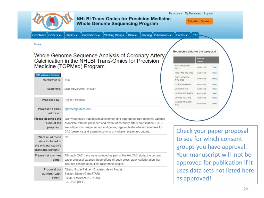 check your paper proposal to see for which