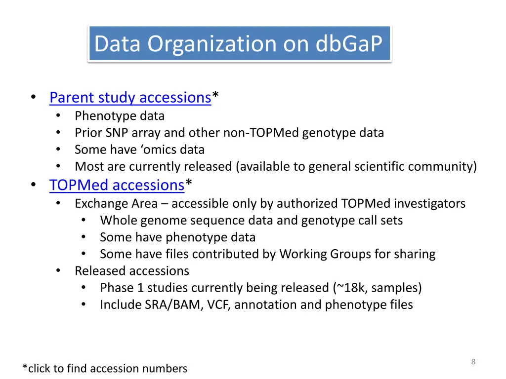 data organization on dbgap
