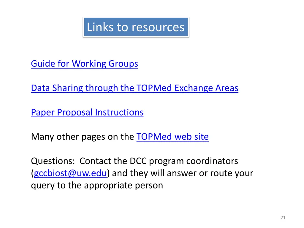 links to resources