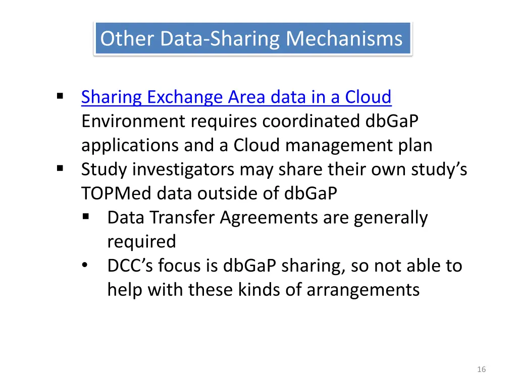 other data sharing mechanisms