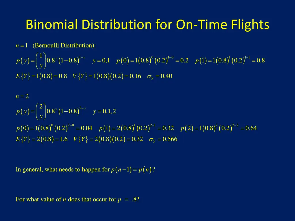 binomial distribution for on time flights