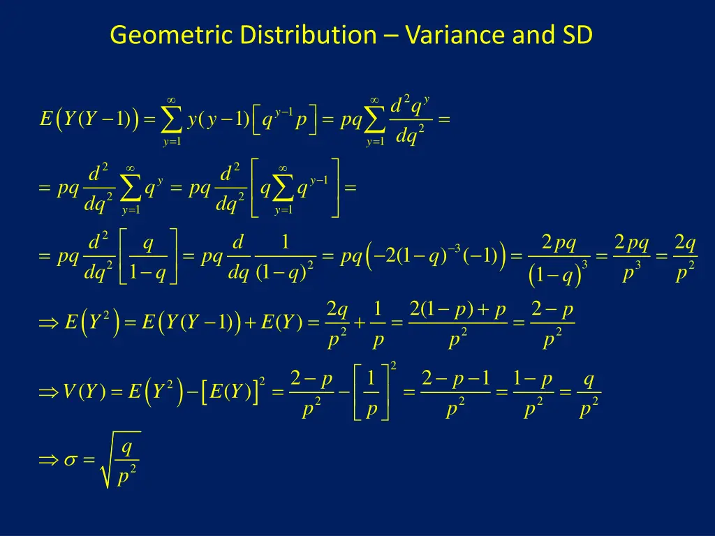 geometric distribution variance and sd