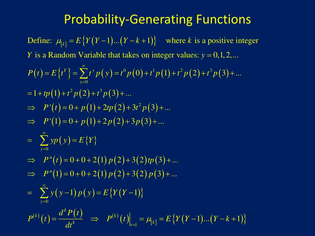 probability generating functions 1 1 where