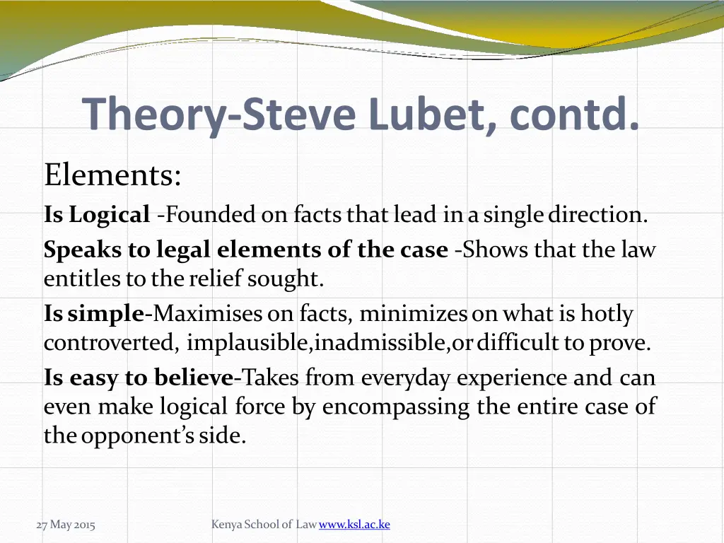 theory stevelubet contd