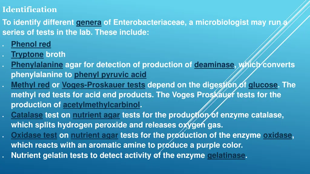 identification to identify different genera